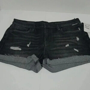 BLANK NYC Distressed Roll Up "The Fulton" Black Jean Shorts Size 28 NWT
